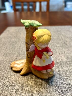 George Good Figurine Designed by Eve Rockwell Girl Tree Bisque Ceramic AS IS